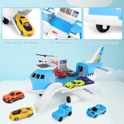 Aomola Toy Cars for 3 Year Old Boy, Car Toys Set, Transport Airplane Toys with 8 Sports Cars and 1 Helicopter, Cargo Plane Toy Gifts for Kids Boys Girls Age 3 4 5 6