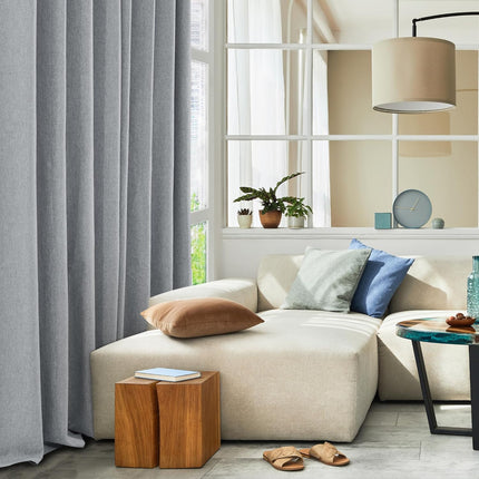 Deconovo Faux Linen Blackout Curtains, Grommet Room Darkening Curtains, 52x96 Inch, Dark Grey, Set of 2