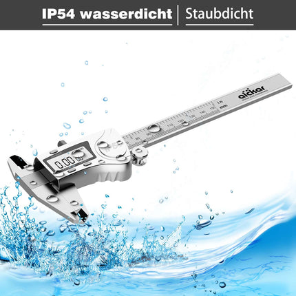 MOOCK Digital Caliper, Durable 6inch/150mm Stainless Steel Electronic Measuring Tool Vernier Calipers, Inch Fractions Milimeter Conversion, IP54 Protection Accurate Gauge with LCD Screen