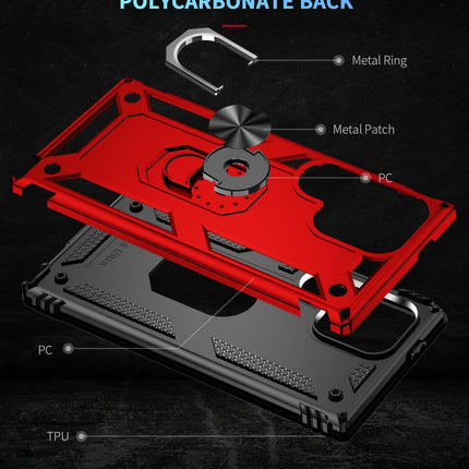 CQUIK Shockproof Phone Case for Samsung Galaxy S24 Ultra Case with Ring Stand Magnetic Kickstand