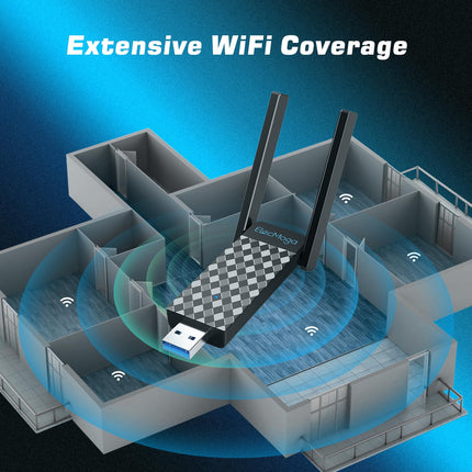 ElecMoga 1300Mbps WiFi Adapter 3.0 USB WiFi 5dBi Dual Band 2.4GHz/5GHz Wireless Adapter for PC/Desktop/Tablet/Laptop, Support Windows 7/10/11