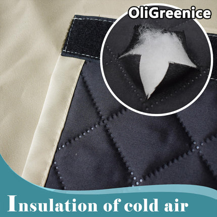 OliGreenice 82x204cm/W32*L80" Thermal Curtain Winter Eyelet Doorway Cover Panel Windproof Warm Cold Protection Oxford Cloth Thicken Cotton Fiber Drapes for Living Room Garage Bedroom, Beige