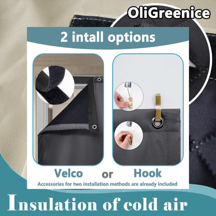 OliGreenice 100x210cm/W39*L83" Thermal Curtain Eyelet Doorway Cover Panel Windproof Warm Cold Protection Oxford Cloth Thicken Cotton Fiber Drapes for Living Room Garage Bedroom, Dark Gray X004GT75U5