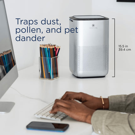 Medify Air MA-15 Air Purifier with H13 True HEPA Filter | 330 sq ft Coverage | for Allergens, Wildfire Smoke, Dust, Odors, Pollen, Pet Dander | Quiet 99.9% Removal to 0.1 Microns | Silver, 1-Pack