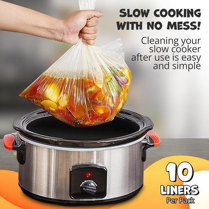 Slow Cooker Liner - [10 Pack] - (13"x 21") Fits 3QT to 8QT - Disposable Slow Cooker Bags Liner for Easy Cleanup & Cooking Convenience - Ideal Crock Pot Liners for Mess-Free Cooking & Storage