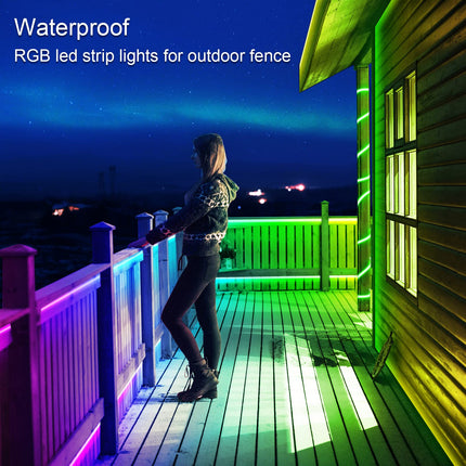 LETIANPAI Outdoor LED Strip Light Waterproof 500ft /150M,IP68 Outside LED Light Strip Waterproof with App Remote Control,Music Sync RGB Exterior LED Rope Light for Balcony