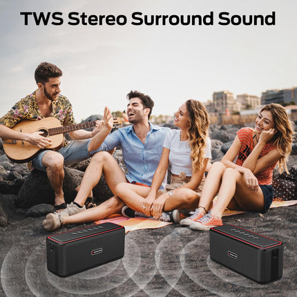 Monster Shock Pro Bluetooth Speaker with Baldric, 80W Loud Speaker with Deep Bass, Portable Wireless Speaker with TWS, Long Playtime & Waterproof for Outdoors/Indoors, Supports AUX/TF Card/USB Audio