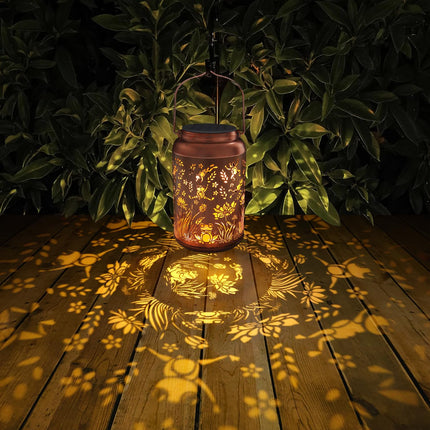 Outdoor Waterproof Hummingbird Garden Decor Hanging Solar Lights Metal Solar Lantern Decor