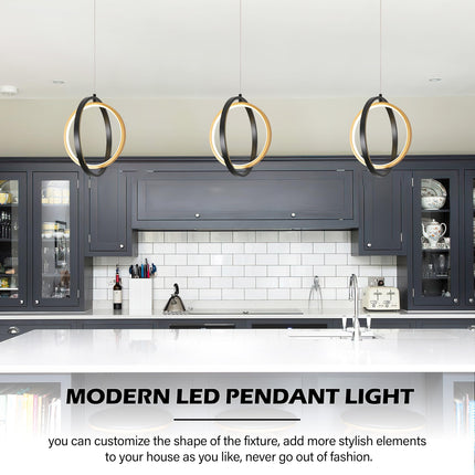 AyshwillDec Modern Led Ring Chandelier Black and Gold Pendant Light