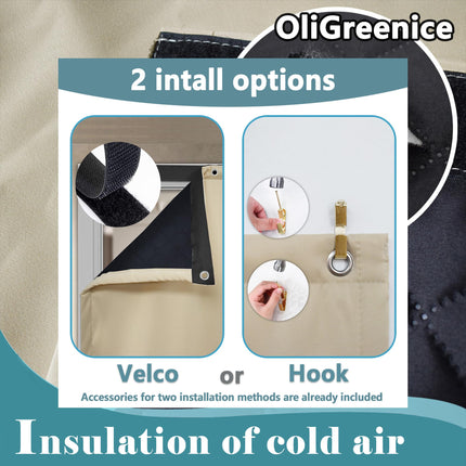 OliGreenice 82x204cm/W32*L80" Thermal Curtain Winter Eyelet Doorway Cover Panel Windproof Warm Cold Protection Oxford Cloth Thicken Cotton Fiber Drapes for Living Room Garage Bedroom, Beige