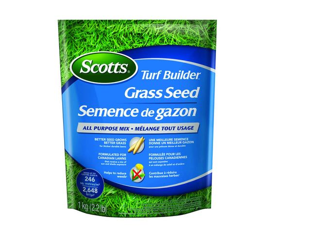 Scotts Turf Builder Grass Seed All Purpose Mix, 1Kg/2.2lb (246 sq meters / (2,648 sq feet coverage) | Sun & Shade formula for a thick, green lawn