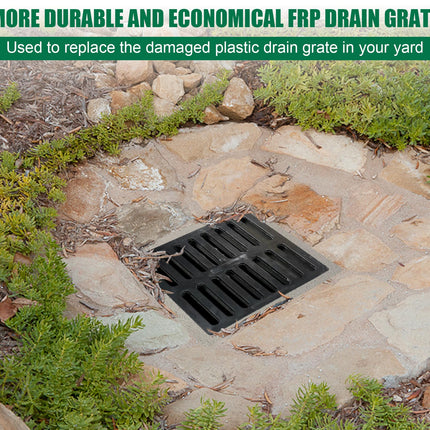 Natotela Fiberglass Cacth Basin Grate-20x12in Square Outdoor Drain Grate for Concrete Cacth Basin,Durable Flat Drainage Grate for Downspout Sewer Lawn Yard Lawn Patio Inlet(19.7x11.8in)