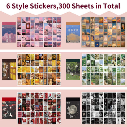 Daoeny 600 Pieces Washi Sticker Set, 12 Set Scrapbooking Diary Planner Album Diary Notebook, Scrapbooking Sticker Journaling Supplies for DIY Arts and Crafts Card Making Laptop Decoration