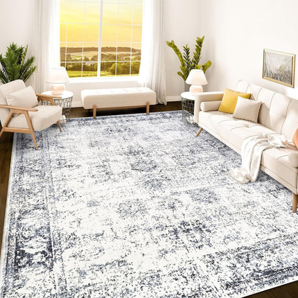 Istana Rugs 8x10 - Navy Area Rug - 8x10 Carpet - Stain Resistant Area Rugs for Bedroom - Foldable Eco-Friendly Washable Area Rug for Living Room