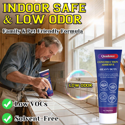 Heavy Duty Construction Adhesive - Quadence All-Purpose High Strength Contact Cement Concrete Glue for Concrete, Tile, Wood, Floors, Indoor & Outdoor Use - Fast Grab, Waterproof, Solvent-Free, 250g
