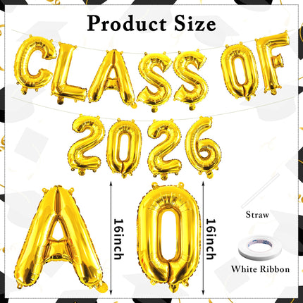 Tangparty Class of 2026 Letter Balloon for Decor, Parties, Graduation, Senior 2026 Party Supplies, College High School Grad
