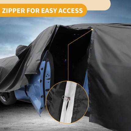Partuto Waterproof All Weather Sun Rain Protection Full Exterior Cover for Chevrolet Tahoe Black with Left Side Zippers