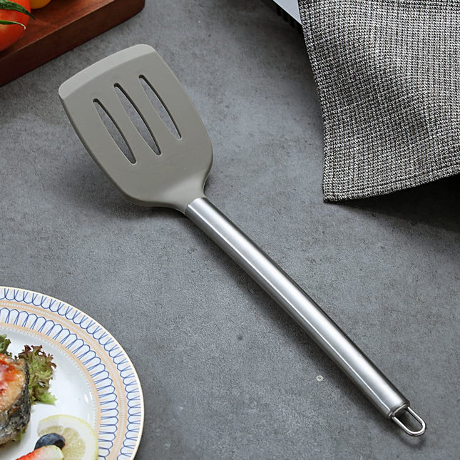Berglander Non-Stick Silicone Slotted Turner Turner Kitchen/Barbecue Spatulas, Dishwasher Safe, Easy to Clean 1PC
