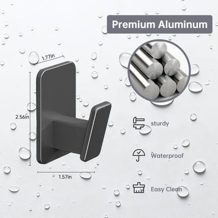 XIHESM 2PCS Self-Adhesive Towel and Coat Hanger Hook, GREY