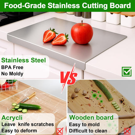TamBee Kitchen 304 Stainless Steel Cutting Board for Steel, 15.8 x 12", Heat Resistant, Dishwasher Safe