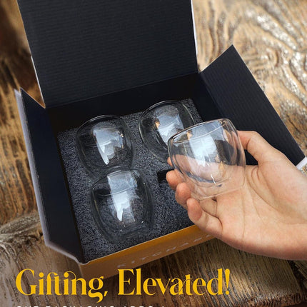 Kitchables - Espresso Shot Glass, Durable Double Walled Espresso Cups, Clear Shot Glasses for Coffee Shots, Shot Glasses Set of 4, 2.7oz each