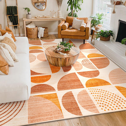 MUJOO 8x10' Area Rugs,Washable Rugs for Living Room Bedroom,Boho Large Throw Floor Carpet Non Slip Soft Modern Abstract Bohemian Orange