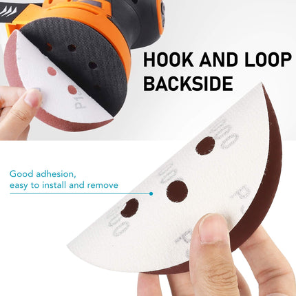LotFancy Sanding Disc, 5 Inch 8 Hole, 110PCS - 40 60 80 100 120 180 240 320 400 800 1000 Grit Assorted Sand Paper, Hook and Loop Sandpaper, Random Orbital Sander Pads