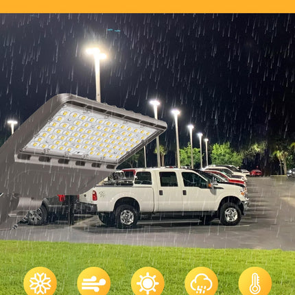 JC-LGL Parking Lot Light, 200W LED Shoebox Light with 28000LM 5000K Daylight, IP65 Waterproof Dusk to Dawn LED Parking Lot Light with Slip Fitter, Outdoor Street Light for Parking Lot Sports Stadium