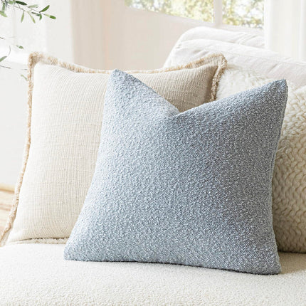 Foindtower 20 x 20" Pack of 2 Textured Boucle Throw Accent Solid Cozy Woven Couch Cushion Case for Chair Sofa, Light Blue X0040V6ZY1