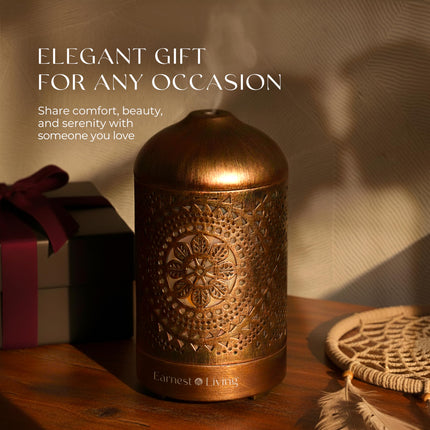 Earnest Living Essential Oil Diffuser Metal Diffuser 100 ml Timers Night Lights and Auto Off Function Home Office Humidifier Aromatherapy Diffusers for Essential Oils