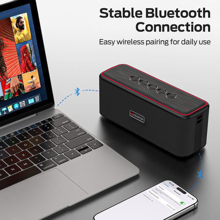 Monster Shock Plus Bluetooth Speaker, Portable Speaker with 40W Loud Stereo Sound, Bluetooth 6.0, TWS Pairing, 20H Playtime,Support AUX/TF Card, IPX6 Waterproof Wireless Speakers for Travel,Home,Party