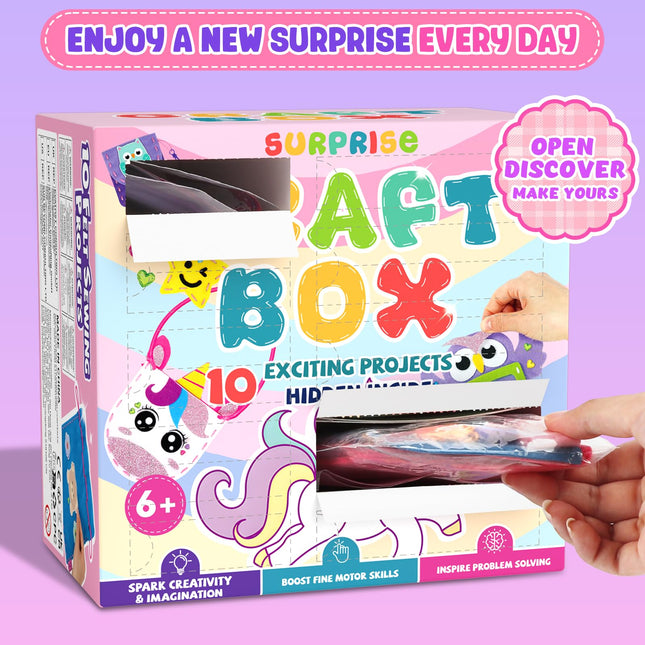 Sewing Kit for Beginner Kids, 10Pcs Unicorn Bear DIY Arts and Crafts Box, Felt Art Projects, Blind Box Craft Supplies, Learn to Sew Embroidery Kit, Easter Birthday Gifts for 3 4 5 6 7 8 Years Old Girls Boys