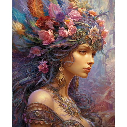 Tucocoo Feather Woman Paint by Number for Adults, DIY Digital Oil Painting Kits on Canvas with Brushes and Acrylic Pigment, Beautiful Fairy Girl Artwork for Home Decor Gifts 16x20 inches (Frameless)