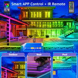 AILBTON 200FT/60M Outdoor LED Strip Light Waterproof,IP68 Outside LED Light Strip Waterproof with App Remote Control,Music Sync RGB Exterior LED Rope Light for Balcony,Deck,Rooftop,Garden