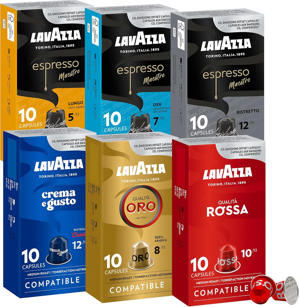 Lavazza Aluminum Espresso Capsules Compatible with Nespresso Original Machines Variety Pack (Pack of 60)