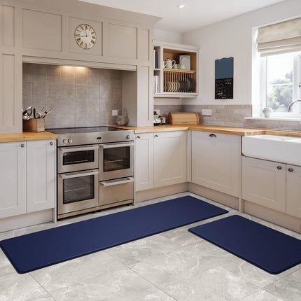 Homergy Anti Fatigue Kitchen Mats for Floor 2 Piece Set, Memory Foam Cushioned Rugs, Comfort Standing Desk Mats for Office, Home, Laundry Room, Waterproof & Ergonomic, 44x77 cm and 44x150 cm