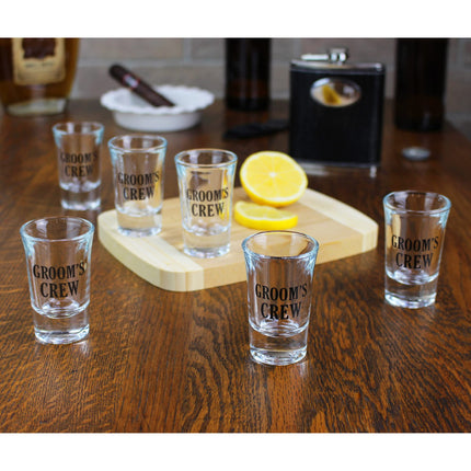 Lillian Rose Set of 6''Groom's Crew'' Wedding Party Shot Glasses, CLEAR, 1.5oz