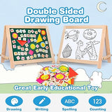 Wooden Tabletop Easel for Kid Toddler,Foldable Double Sided Kids Art Easel with Chalkboard Whiteboard with Magnetic Letter Numbers,Portable Desktop Drawing Board Education Toys T98