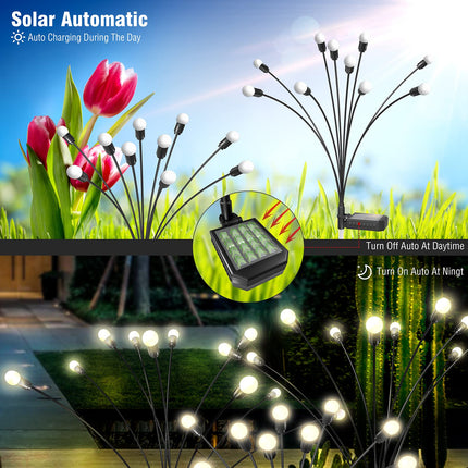 FRSTONA Outdoor 4 Pack Solar Firefly Lights Decorative 10 LED Big Bulb Waterproof Wind Swaying for Yard Lawn Pathway Flower Decor
