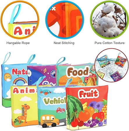 Child's First Soft Books with Rustling Sound,Non-Toxic Cloth Books Toy Set T80