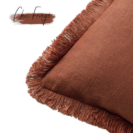 Foindtower Set of 2 Linen Fringe Throw Farmhouse Cushion Cover with Tassels Soft Accent Pillowcase for Couch Chair Sofa, Fall Rust Orange X004E7CPT5