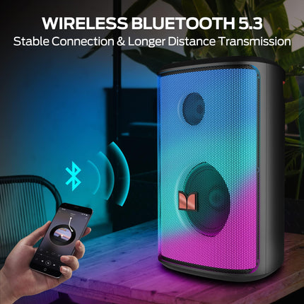 Monster Sparkle Bluetooth Speaker Loud, 120W Peak Portable Speaker with Powerful Sound and Heavy Bass, Full-Screen Colorful Lights, 30H Playtime, AUX, USB Playback, Waterproof,Suitable for Parties.