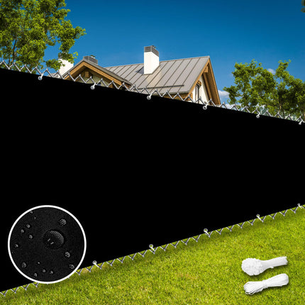 Insun Balcony Privacy Screen Outdoor for Deck Cover, UV Protection, Water Resistance, Patio Privacy Fence Screen Panel Windscreen for Garden with Rope and Cable Tie Black Grey 2.5'x9.8'