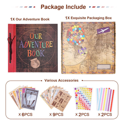 Large Our Adventure Book 60 Pages 12x12" Scrapbook Retro Embossed Hardcover Travel Photo Album