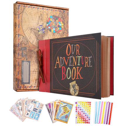 Our Adventure Book Scrapbook Retro Style Embossed Photo Album Travel Scrap Book