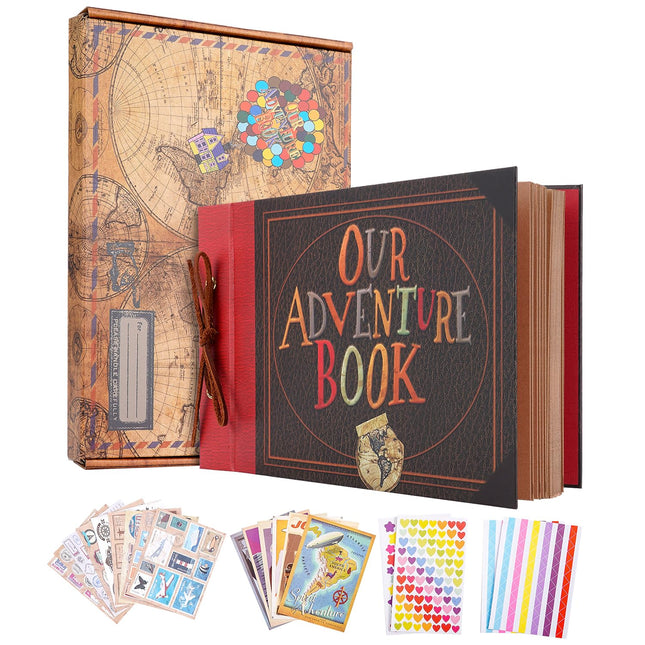 Our Adventure Book Scrapbook Retro Style Embossed Photo Album Travel Scrap Book