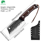 FULLHI Kitchen Knife with sheath,Meat Cleaver Knife for Meat Cutting, High Carbon Steel Forged Butcher Full Tang Chef Knife
