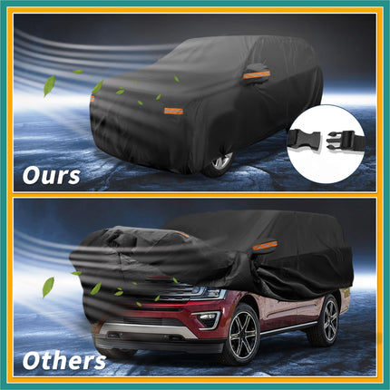 ATOCOVER Car Cover Waterproof All Weather Sun Rain Protection Full Exterior Cover for Ford Expedition Black with Left Side Zippers Vehicle Supplies