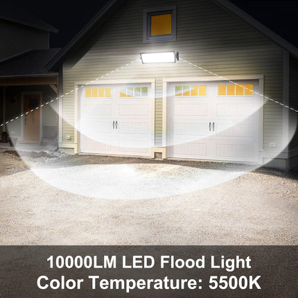 120W 16000LM Super Bright LED IP66 Waterproof Garage/Shop LED Flood Light with Plug, 5000K Daylight White