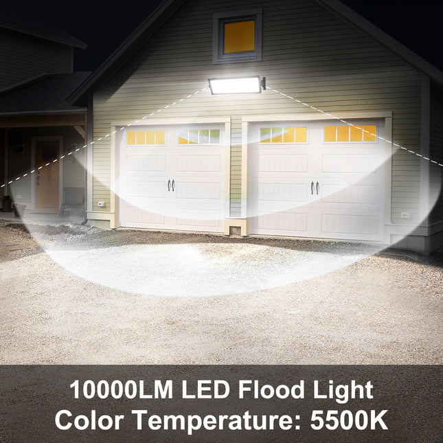 120W 16000LM Super Bright LED IP66 Waterproof Garage/Shop LED Flood Light with Plug, 5000K Daylight White